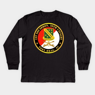 1st Squadron, 38th Cavalry - Fort Bragg, NC w DUI - Cav Branch X 300 Kids Long Sleeve T-Shirt